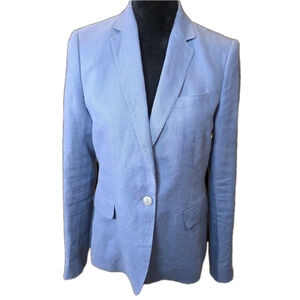 Massimo Dutti 100% Linen Blazer Women’s Size 8 Blue Model 6039 Made in Portugal